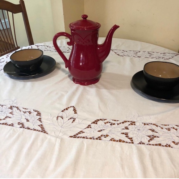 Flower Round Tablecloth Purple Embroidered Table Cloth Home Kitchen Table Decora - Picture 11 of 11